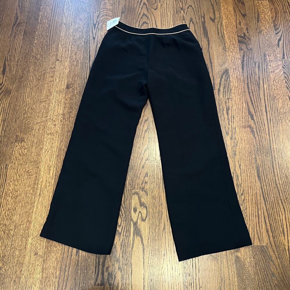 New with Tags Alfani Petite Side Zip Black Dress Pants with Tan Piping 4 Petite